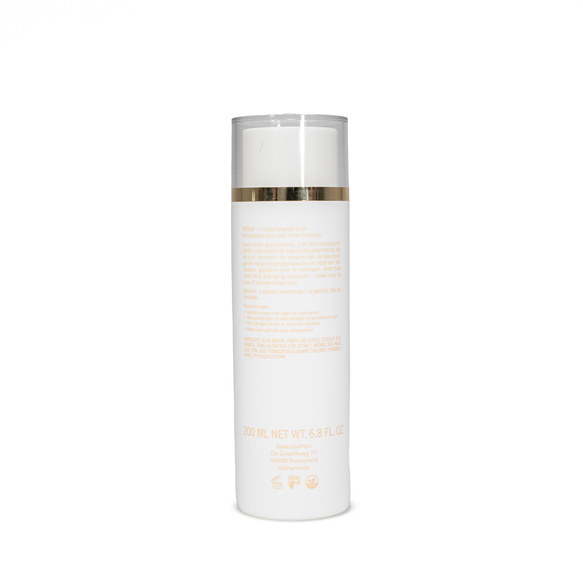 Achterkant van de Skin Refining Toner met ingrediënten en gebruik